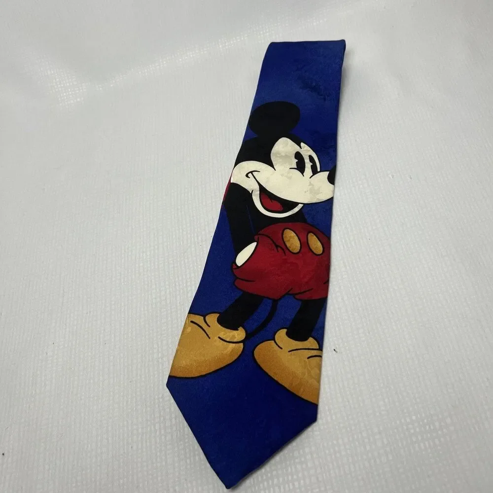 The Disney Store Mickey Mouse Blue Men's Tie 100% Silk Primary Colors 60” L